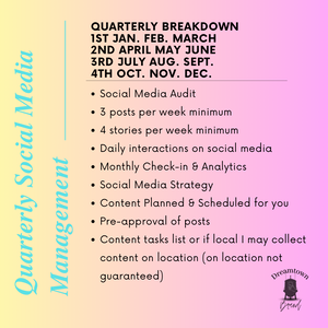 Quarterly Social Media Management - 4th QTR October, November, December 2024