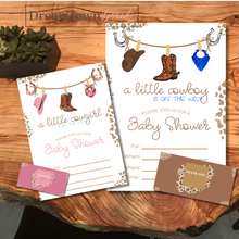 Load image into Gallery viewer, Cowboy Cowgirl Baby Shower Invitation
